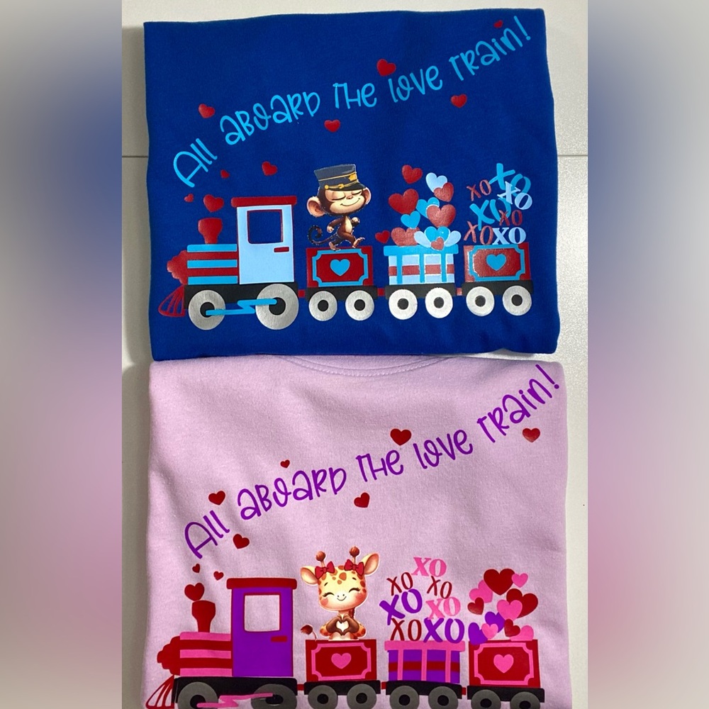 Boy/ Girl twin or sibling adorable train t-shirt set!